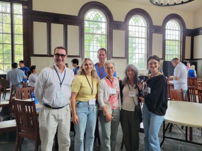 The Marcus family and Dept. Head, Adam Zweifach with the winner of the 2026 Philip Marcus Graduate Student Fellowship in Virology winner, Rosie Mirabella